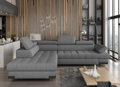 Gray L-shaped sofa couch upholstered corner living landscape design corner sofa textile leather