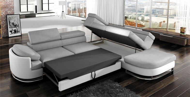 Sofa Sleeper Sofa Designer Sofa with Bed Function + Bed Box Corner Sofa Couch NEW