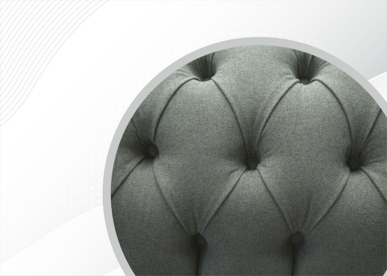 Chesterfield 4 Seater Gray Fabric Living Room Design Upholstered Sofa Large Textile Furniture