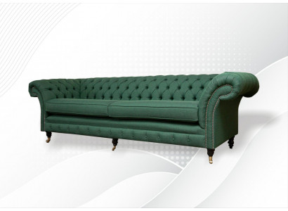 Chesterfield 4 Seater Dark Green Living Room Design Couch Sofa Big Furniture Fabric