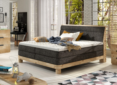 Oak solid wood bed box spring beds massive double wood upholstery design