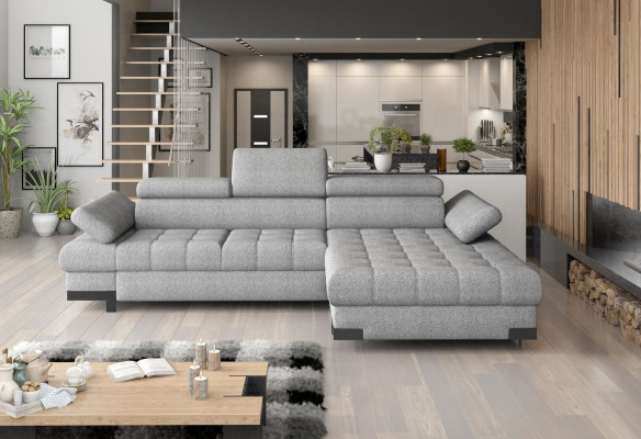 Design corner sofa L-shape bed function couch leather textile sofa multifunction fabric