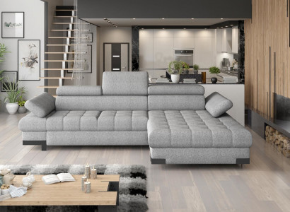 Design corner sofa L-shape bed function couch leather textile sofa multifunction fabric