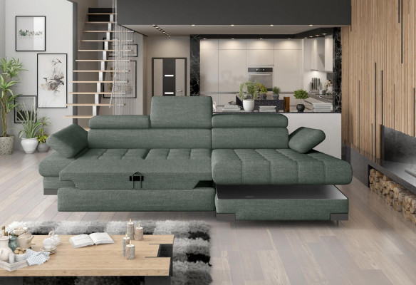 Corner sofa, sofa, couch, upholstery, living landscape, textile corner sofas, green L-shaped couches