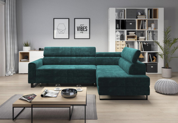 Green corner sofa textile sofa upholstered suite modern couch living landscape L shape