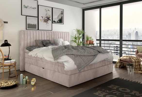 Box spring bed 180x200cm double hotel beds textile bedroom upholstered bed new