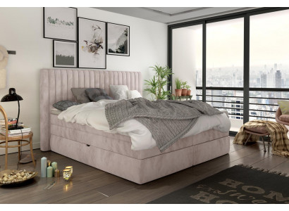 Box spring bed 180x200cm double hotel beds textile bedroom upholstered bed new