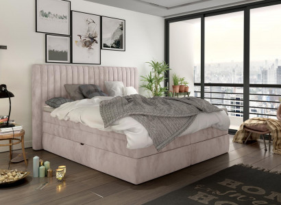 Box spring bed 180x200cm double hotel beds textile bedroom upholstered bed new