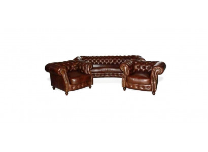 Chesterfield Brown Corner Sofa Couch Upholstery Corner Suite Living Room
