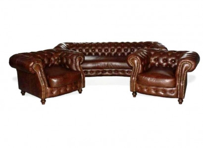 Chesterfield Brown Corner Sofa Couch Upholstery Corner Suite Living Room