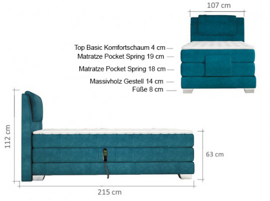 Box spring bed design bed topper innerspring upholstered bed 100 x 200 cm electric