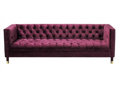 Burgundy Three-seater Fabric Living Room Design Couches Upholstered Sofa Chesterfield New