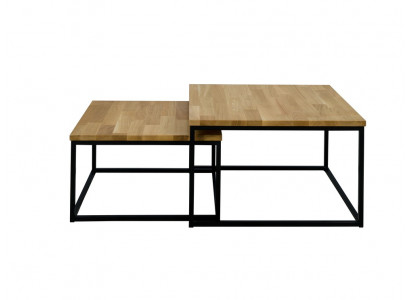 Set of 2 tables: coffee table side table design living room sofa 2-piece set