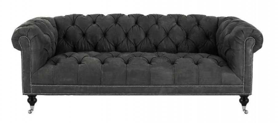 Brown three-seater Chesterfield modern design leather sofa design furniture velvet fabric