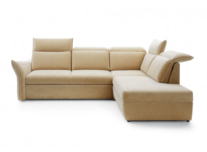 Corner sofa L-shape beige corner couch with sleeping function set living landscape