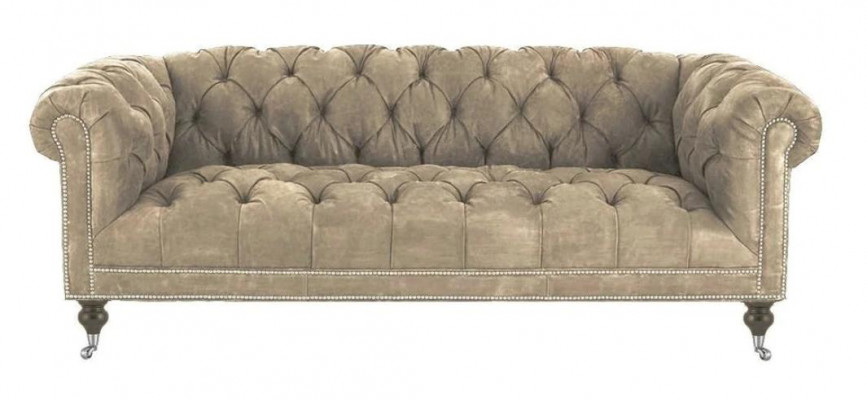 Brown three-seater Chesterfield modern design leather sofa design furniture velvet fabric