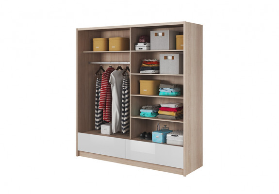 Wardrobe Storage 200cm Shelf Cabinet Archive Decorative Sliding Doors