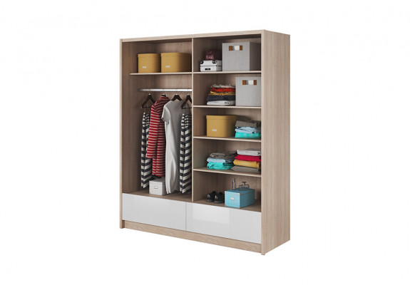 Wardrobe Storage 180cm Shelf Cabinet Archive Decorative Sliding Doors