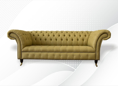 Chesterfield 3-Seater Yellow Living Room Design Couches Upholstered Sofa Sofas Textile