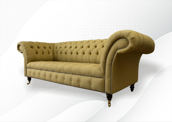 Chesterfield 3-Seater Yellow Living Room Design Couches Upholstered Sofa Sofas Textile