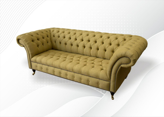 Chesterfield 3-Seater Yellow Living Room Design Couches Upholstered Sofa Sofas Textile