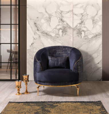 Living room armchair upholstery single-seater sofas modern textile new blue luxury