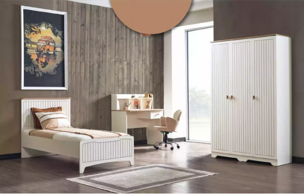 Modern complete youth room luxury children's room set 3-piece white