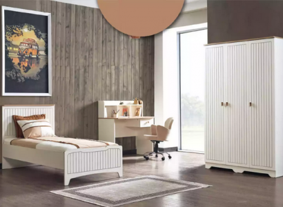 Modern complete youth room luxury children's room set 3-piece white