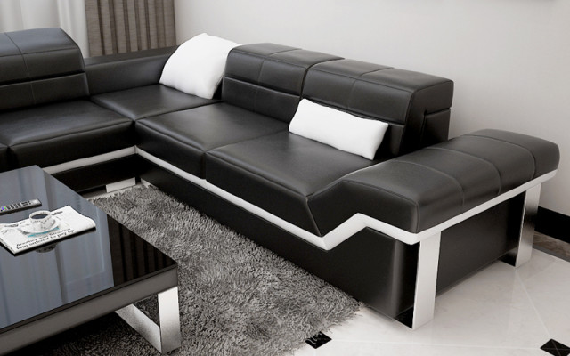 Leather sofa couch living landscape corner sofa suite design modern sofa K5007B