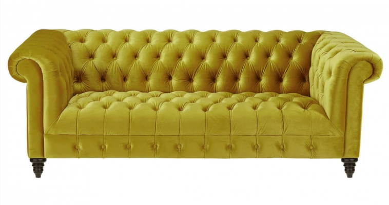Yellow Three-Seater Chesterfield Modern Design Couch Fabric Sofa New Original Furniture