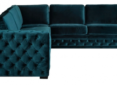 Green corner sofa living area couch corner suite upholstered furniture design Chesterfield