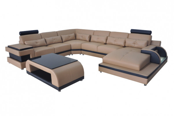 Luxury Upholstered Seat Leather Corner Couch with USB Sofa Living Furniture Landscape Suite