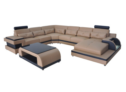 Luxury Upholstered Seat Leather Corner Couch with USB Sofa Living Furniture Landscape Suite