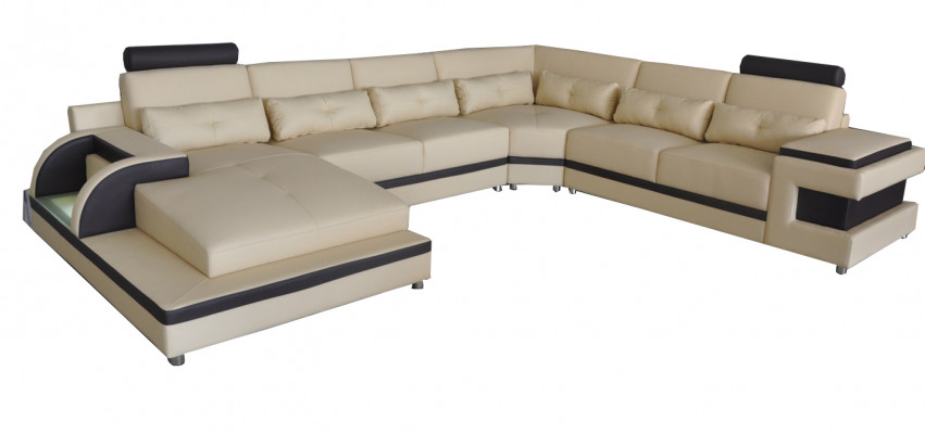 Luxury Upholstered Seat Leather Corner Couch with USB Sofa Living Furniture Landscape Suite
