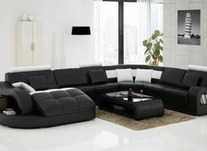 Designer corner sofa with lounger couch sofa living landscape leather sofa U-shape with USB