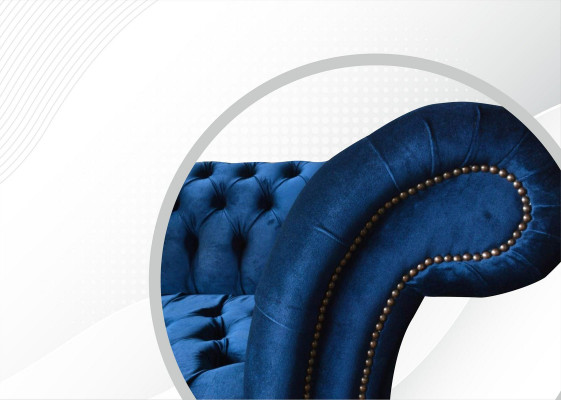 Chesterfield 3-Seater Blue Design Couches Upholstery Sofas Velvet Fabric Textile Luxury