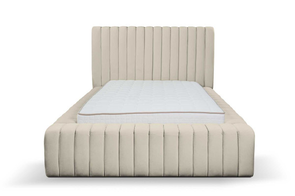 Luxury bedroom bed double bed wood upholstery beds bed frame beige