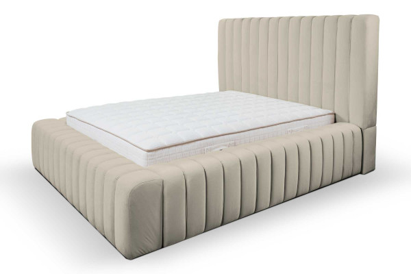 Luxury bedroom bed double bed wood upholstery beds bed frame beige