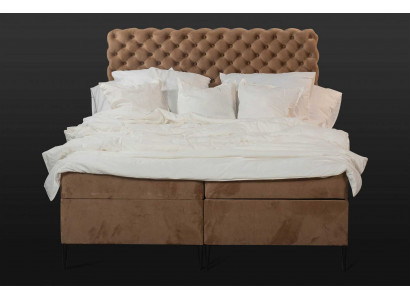 Textile bed brown luxury double Chesterfield bedroom design beds