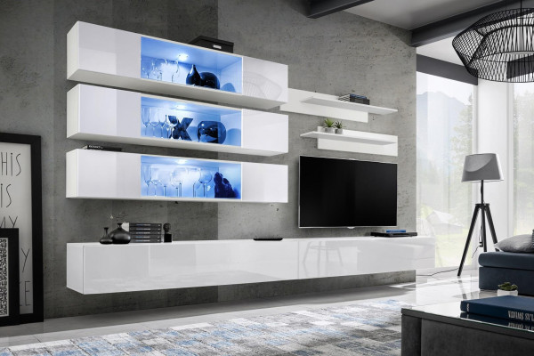 Designer Set 7-piece Living Room Wall Luxury Wall Cabinet Living Room Wooden Furniture Einrichtung