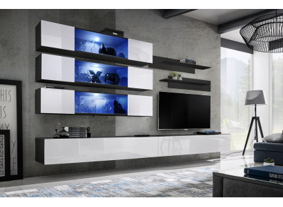 Designer complete wall unit, lowboard, living room furniture, cabinet.