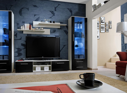 White wall unit living room furniture TV stand sideboard modern design furnishing