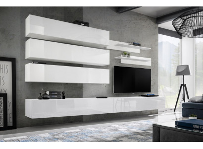 Designer Living Room Set Wall Shelves Wall Unit Shelf TV-Stand Set 7 Pieces.