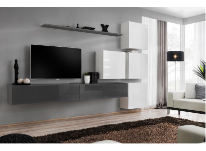 Gray wall shelf TV stand luxury complete style modern living room new furniture
