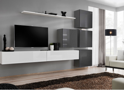 White TV stand wooden furniture set complete living room wall unit modern living room set