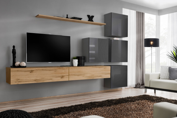 Luxury Wood Set TV Stand Wood Living Room Wall Unit Wall Shelf Design