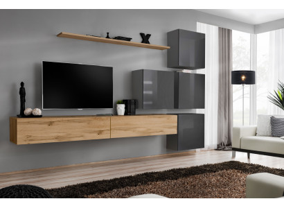 Luxury Wood Set TV Stand Wood Living Room Wall Unit Wall Shelf Design