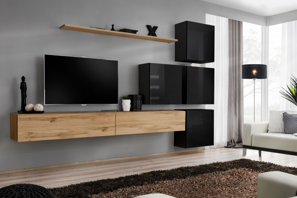 Wooden furniture living room wall TV stand wall shelf complete luxury set