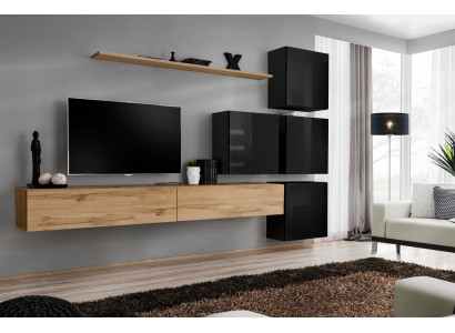 Wooden furniture living room wall TV stand wall shelf complete luxury set