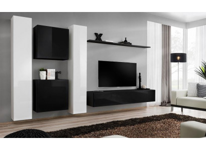 Living Room Wall Unit Set 4-piece Group Suite Cabinet 4-piece Wood Furniture Shelf